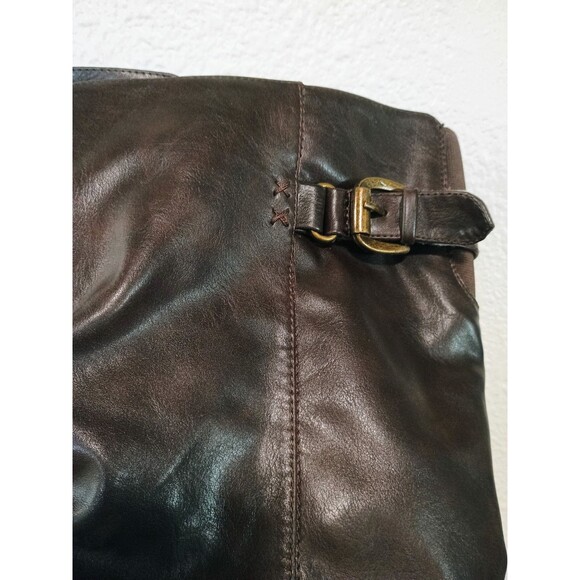 White Mountain - Women's 6.5M Moto Brown Zip Tall Riding Boot with Buckles - Picture 3 of 8